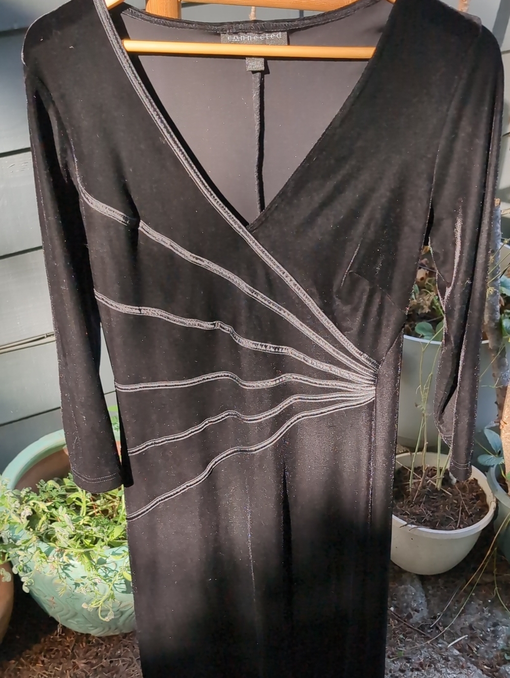 Black Widow connected apparel Black Midi Wrap-Style Dress with Silver Trim Spide
